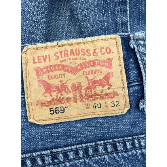 Levis 569 Jeans Mens 40x32 Loose Straight Dark Denim Cotton ACTUAL SIZE 40x30 - Picture 4 of 9